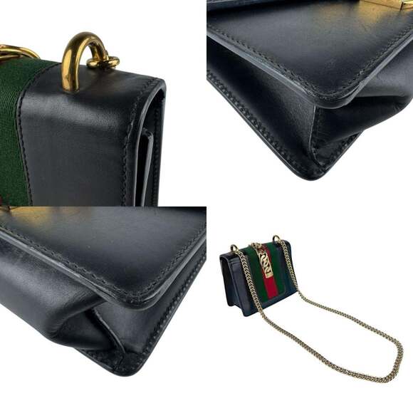 GUCCI Black Leather Sylvie Shoulder Bag - Picture 4 of 5